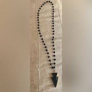 Black and Gold Long Stone Necklace